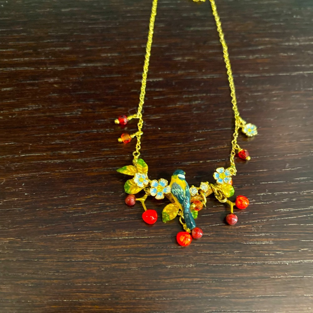 Les Nereides Enamel Bird Necklace